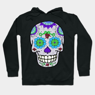 Aqua Flower Eyes Sugar Skull Hoodie